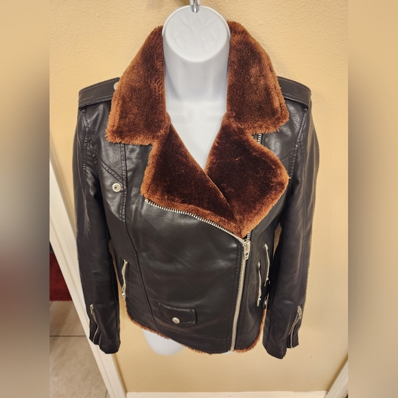 Blank NYC Black and Brown Bomber Jacket - Picture 11 of 16